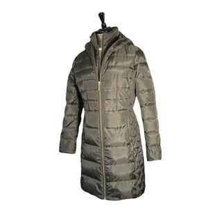 Michael Kors Hooded Full Length Packable Quilted Double Zip Puffer Coat Small